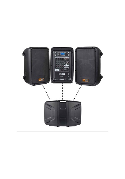 Hepa Merz Potent Kompakt Portatif Ses Sistemi Mixer Çift Hoparlör Ve Çift Mikrofon 1000w