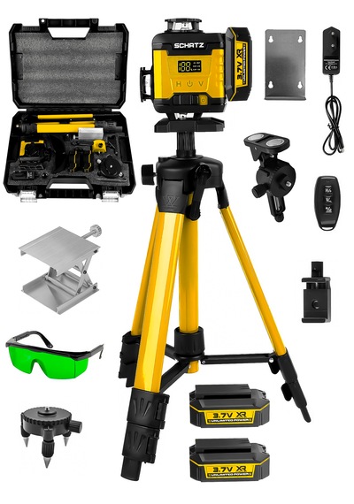 Schatz Profesyonel 360 16 Köşe Otomatik Hizalama Tripod'lu Yeşil Işık Lazer Hizalama Sarı