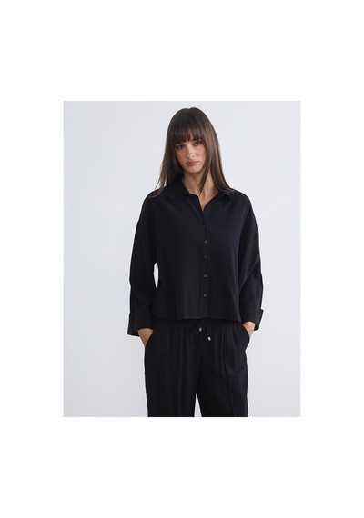 LC Waikiki Alıta Cıty Farkıyla Lcw Vision Siyah Oversize Kadın Gömlek Siyah - 931676233 Siyah