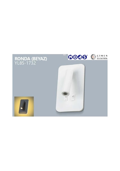 1 Adet Noas Yl85 1732 Beyaz Kasa Ronda Led Dekoratif Aplik 3+7w 3200k Gün Işığı Çok renkli