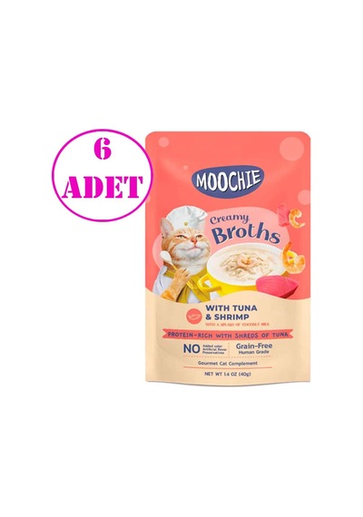 Moochie Tahılsız Parça Ton Balığı Karidesli Kedi Çorbası 6 x 40 G
