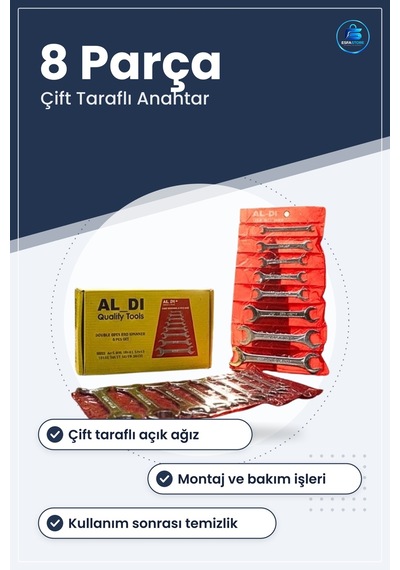 8 Parça Açık Ağız Anahtar Seti Çift Taraflı Manuel El Aletleri Mo