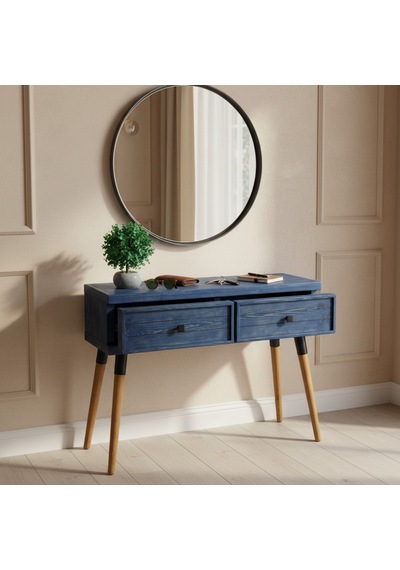 Mobenta Stria Entry: Modern Masif Dresuar 2 Çekmeceli Antre Konsolu - 120x31.5 Ig Mavi