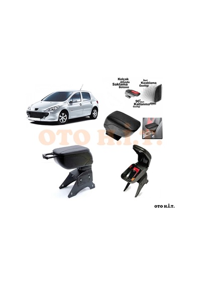 Peugeot 307 Uyumlu Kol Dayama Ve Kolçak Sürgülü Bardaklıklı Ayarl