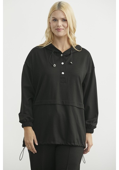 Sementa Scuba Oversize Tunik Eşofman Takım - Siyah Siyah