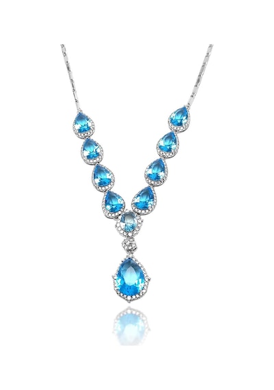 Şeffaf Akuamarin Taşlı Damla Model 925 Ayar Gümüş Dörtlü Set 201024156 Gümüş