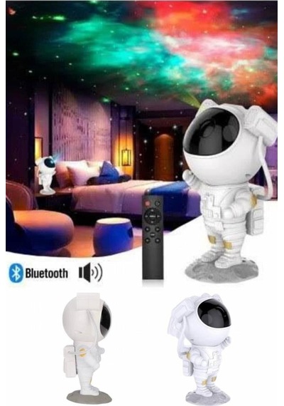 Projeksiyon Astronot Lamba Speaker Sevimli Astronot Bluetooth Hoparlör Düz Renkli