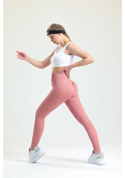 Gymhams Kalçası Büzgülü Kalça Şekillendirici Push Up Yüksek Bel Toparlayıcı Pembe