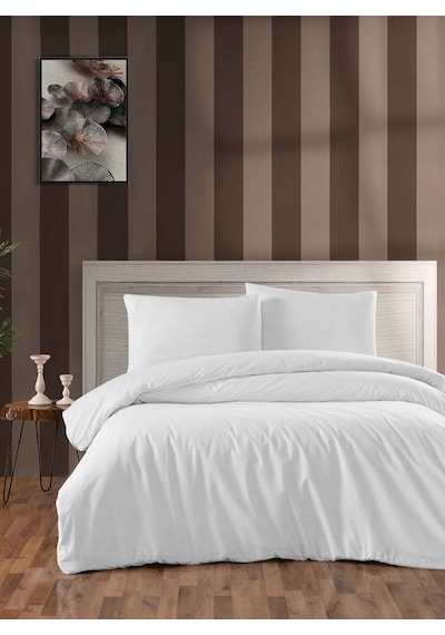 Menderes Home Lanotte Saten Tek Kişilik Nevresim Takımı Düzboya Beyaz