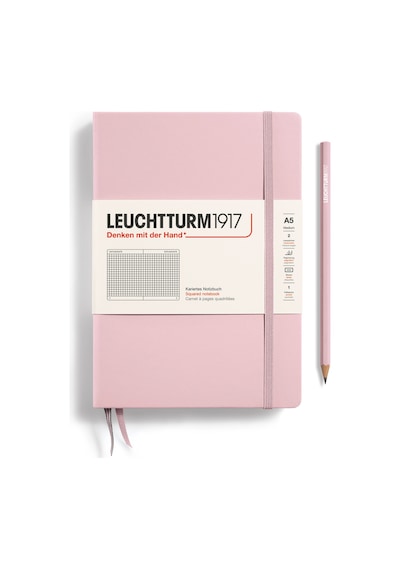 Leuchtturm1917 Not Defteri Orta Boy A5 , Sert Kapak, 251 Numaralandırılmış Sayfa, Kareli, Pudra Pembe