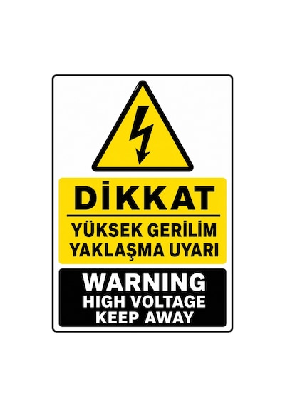 Dikkat Yüksek Gerilim Yaklaşma Uyarı 21x30cm Pvc Isg Levha