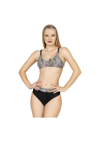 Endeep Kadın Leopar Desenli Yüksek Bel Bikini Takımı Pembe