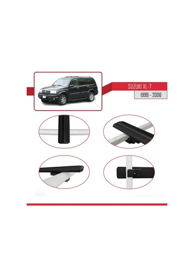 Suzuki Xl-7 1999-2006 Arası İle Uyumlu Basic Model Ara Atkı Tavan Barı Siyah 3 Adet
