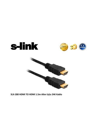 S-Link Slx-280 Hdmı To Hdmı 1.5M Altın Uçlu 24K   Kablo