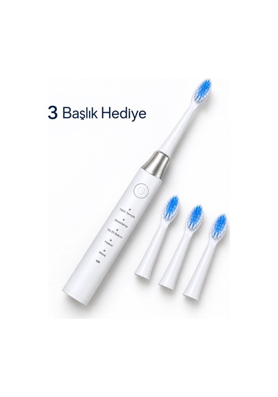Kargo 3 Yedek Başlık Hediyeli Usb Şarjlı Beyaz Elektrikli Diş Fırçası Najmaddin