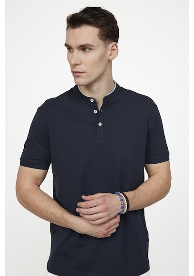 Tudors Erkek Slim Fit Hakim Yaka Pike Pamuk Latcivert Tişört 27218 Lacivertvert Lacivert