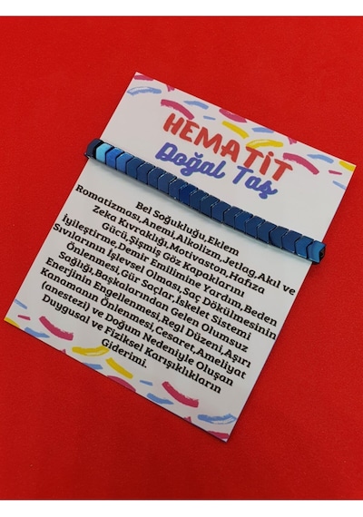 Gümüştel El Sanatları Sertifikalı Doğal Hematit Taşı Ayarlanabilir Bileklik Çok Renkli