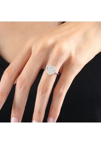 Vog Pırlanta Montür Effective Diamond Kalp Ritmi 925 Ayar Gümüş Sevgiliye Eşe Hediye Yüzük