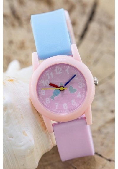 Şeker Desenli Açık Pembe Kız Çocuk Kol Saati Analog Saat St-304417
