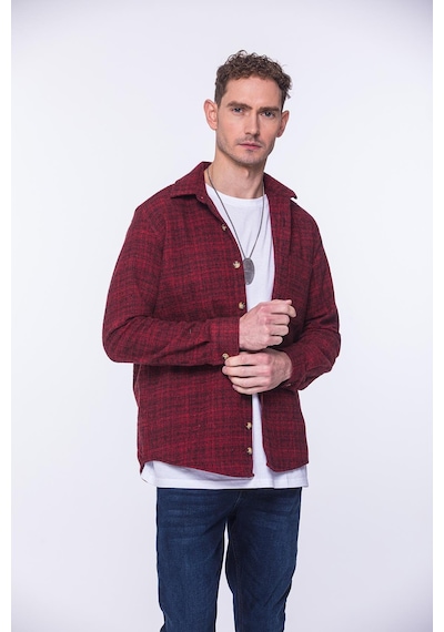 Oversize Oduncu Yumuşak Dokulu %100 Cotton Hediye Kutulu Erkek Gömlek Fs-002168 - Kırmızı-1746