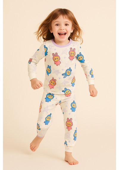 Katia&bony Kız Çocuk Labubu Desenli Pijama Takımı Desenli