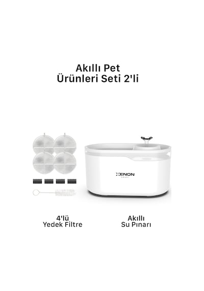 Xenon Smart Akıllı Otomatik Ultra Sessiz Su Pınarı Led Işıklı Su Şelalesi Ve Yedek Filtre 2'li Pet Seti