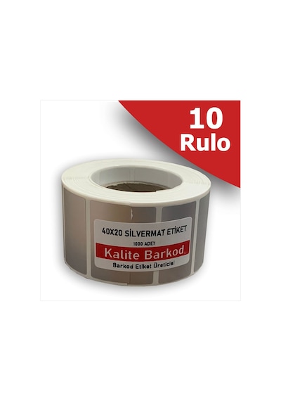 40x20 Silvermat Etiket | 10 Rulo Demirbaş Etiketi