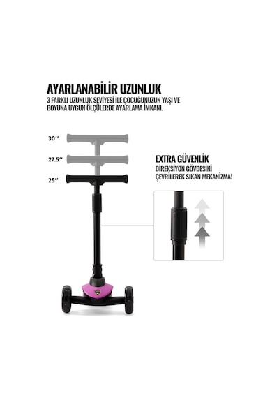 Işıklı Scooter Mor Renksiz