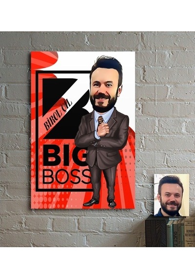 Kişiye Özel Bay Big Boss Karikatür Ahşap Tablo - 2