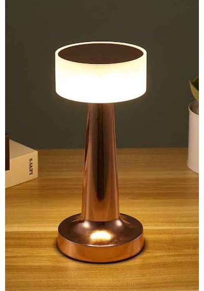 Rosegold Dekoratif Şarjlı Dokunmatik Led Masa Lambası Dimli 56r