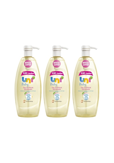 Uni Baby Boyasız Bebek Saç Ve Vücut Şampuanı 3 x 900 ML