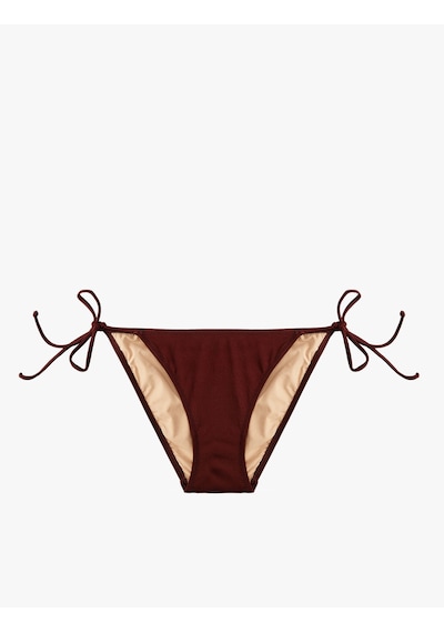 Koton Yanları Bağlamalı İpli Bikini Altı Kahverengi 6sak00019mm