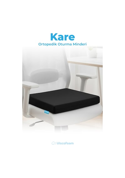 Viscofoam Kare Visco Ortopedik Oturma Minderi - Siyah