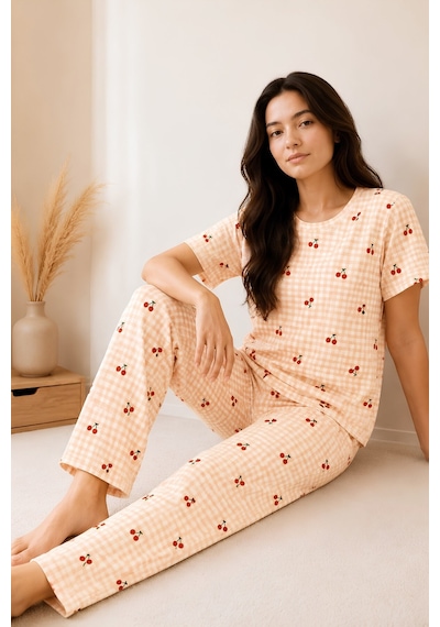 Modanino Kız Çocuk Pamuklu Milan Kumaş Pijama Takımı 8-16 Yaş 12699hc Somon