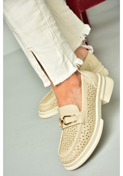 Fox Shoes U704126509 Bej Loafer Makosen Kadın Ayakkabı Bej