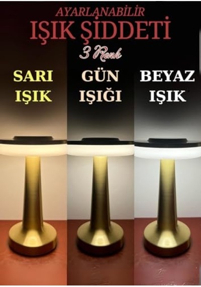 Unichrome Dekoratif Şarjlı Dokunmatik Led Masa Lambası Usb Kablolu Gece Lambası Ve Abajur Altın Enerji Sınıfı A 10 Parça Siyah
