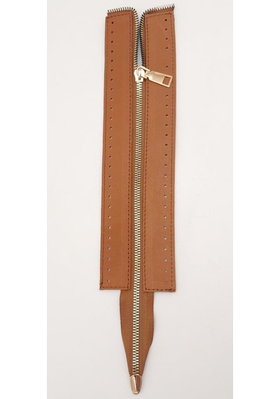 Angel Çanta Aksesuar Gerçek Derili 28 Cm Taba Renk Fermuar Light Gold Metalli