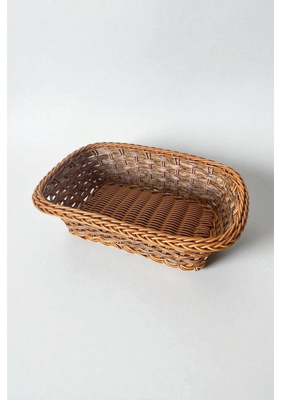 Plastik Rattan Ekmeklik, Ekmek Sepeti Dikdörtgen Kahve Krem