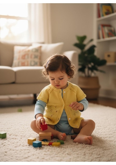 Reanea's Shop Bebek Yeleği El Örgüsü Sarı