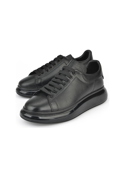Ziya, Erkek Hakiki Deri Sneaker 143423z120 Siyah Siyah
