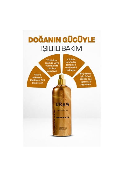 Uraw Radiance Oil Saç ve Vücut İçin Nem Parlaklık ve Işıltı Veren Bakım Yağı 125 ML
