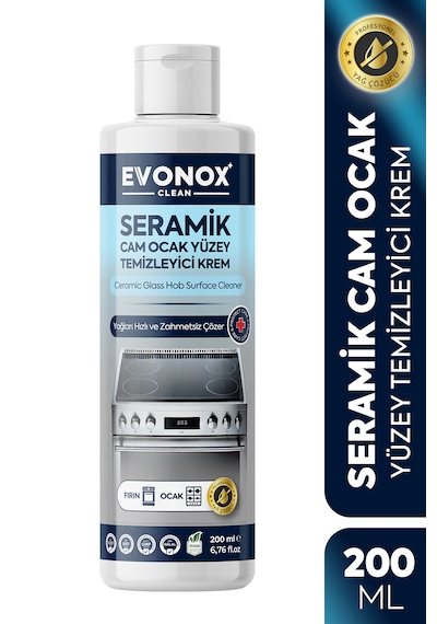 Clean Seramik Cam Ocak Yüzey Temizleyici Krem 200 Ml Tekli