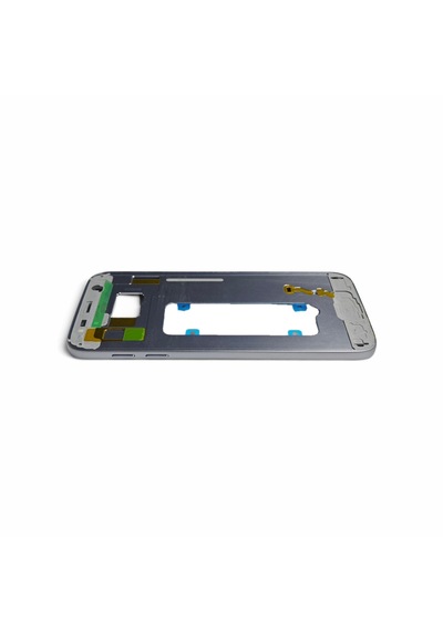 G930 Orta Kasa Galaxy S7 Uyumlu Siyah Renk Orta Kasa Çerçeve + Ses Açma On Off Tuş Plastik Kamera Camı Koyu Gri Gri - Siyah