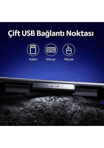 Rgb Işıklı Laptop Soğutucu Stand Lcd Ekran 15 Fanlı Güçlü Sessiz Soğutma