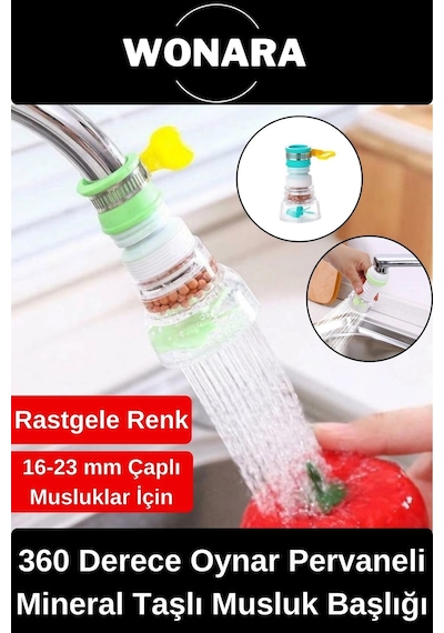 Döner Başlıklı Ekonomik Mineral Filtreli Hareketli Pervane Sistemli Evye Musluk Ucu 360 Derece