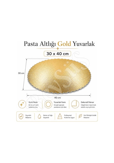 Pasta Altlığı Gold Yuvarlak 30x40 Cm