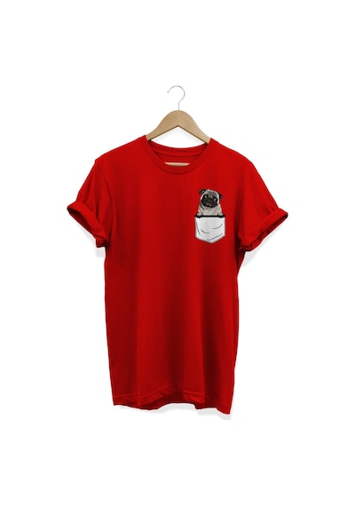 Köpek Baskılı Kırmızı T-shirt kırmızı