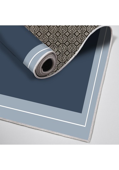 Dijital Kaymaz Yıkanabilir Mutfak Banyo Salon Paspas Halısı Trend Modern Al4001 Indigo