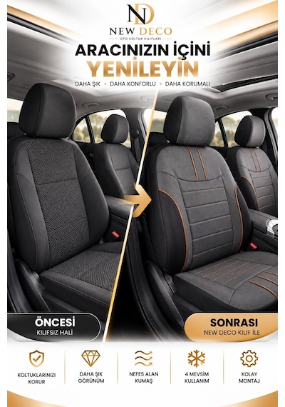 Seat Toledo Uyumlu Jakar Arabiyeli Oto Koltuk Kılıfı Airbag Uyumlu Lüks Seri Tam Set