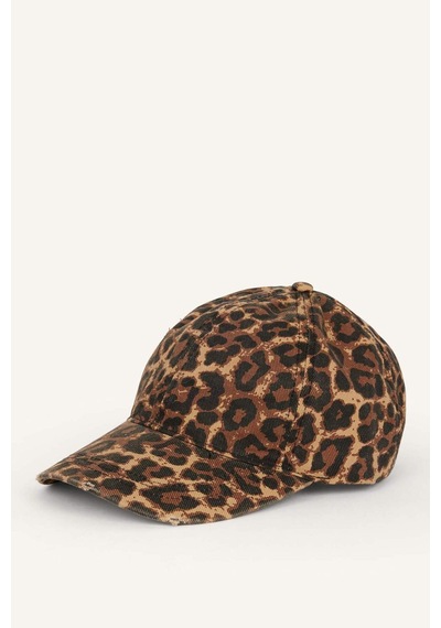 Defacto Kadın Leopar Desenli Pamuklu Cap Kahverengi Şapka H6748ax26wnbn66 Kahve-bn66